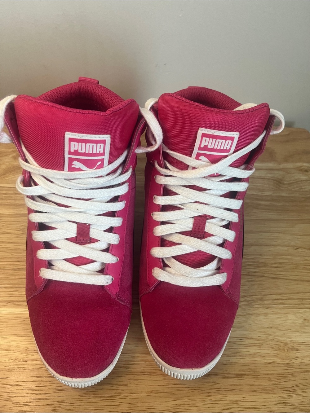 Puma Kids' Hot Pink High-Top Sneakers with White Laces